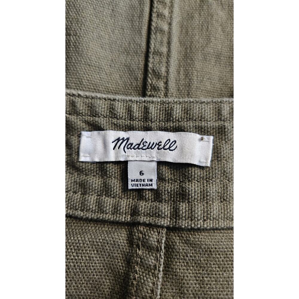 MADEWELL Raw Hem A-Line Mini Skirt Olive Green Snap Closure Pockets Size 6 - Picture 6 of 8